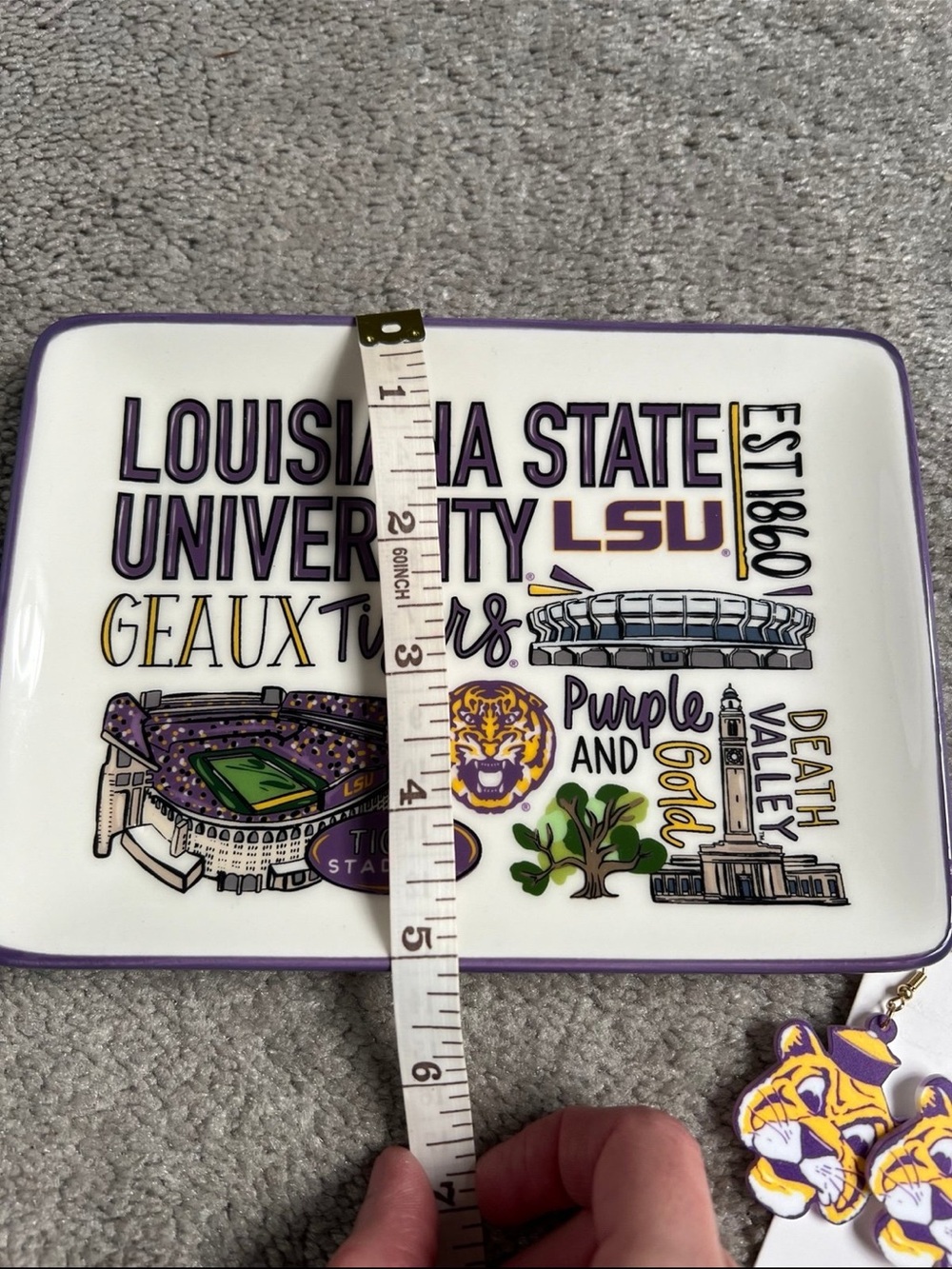 LSU Tee Shirt, Trinket Tray, and Earrings Bundle - Picture 8 of 10